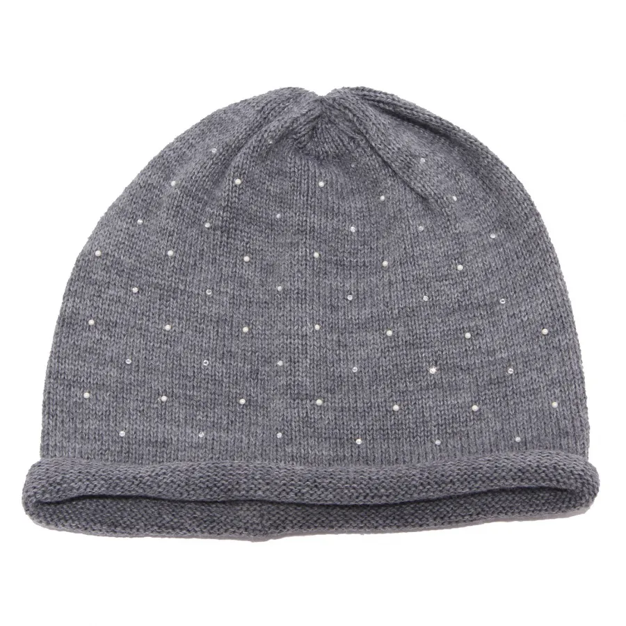 1119Z cuffia bimba GIRL NO BRAND   grey strass wool hat