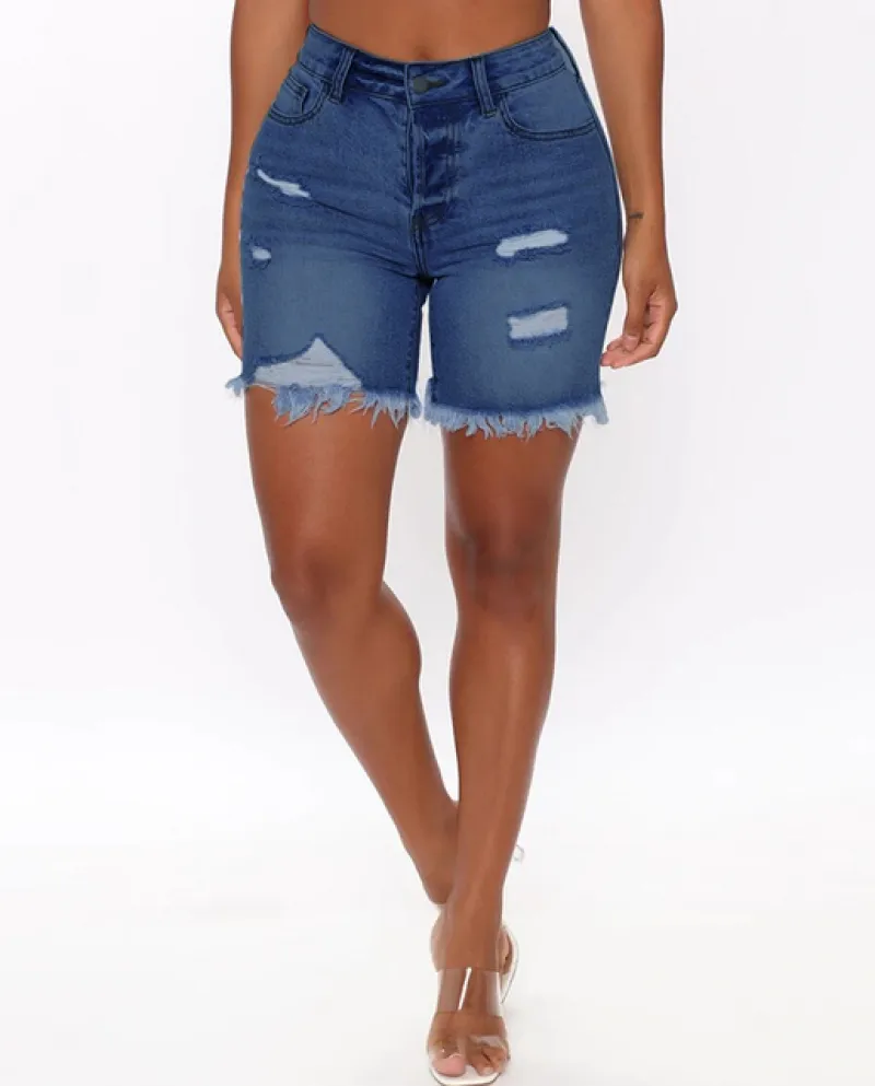 2022 Nuova Estate Casual Delle Donne Del Denim Shorts Stretto Streetwear Strappato Je