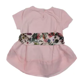 Abito Bimba Greta Rosa Peonia Con Cinta Floreale