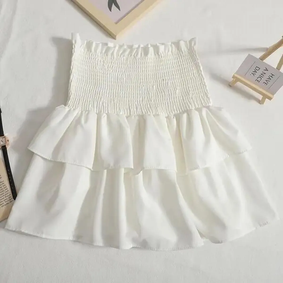 Cake Leopard  Mini Skirts Women High Waist Streetwear Chic Designed Popular Ins Hot Leisure Party Club Wear Faldas White