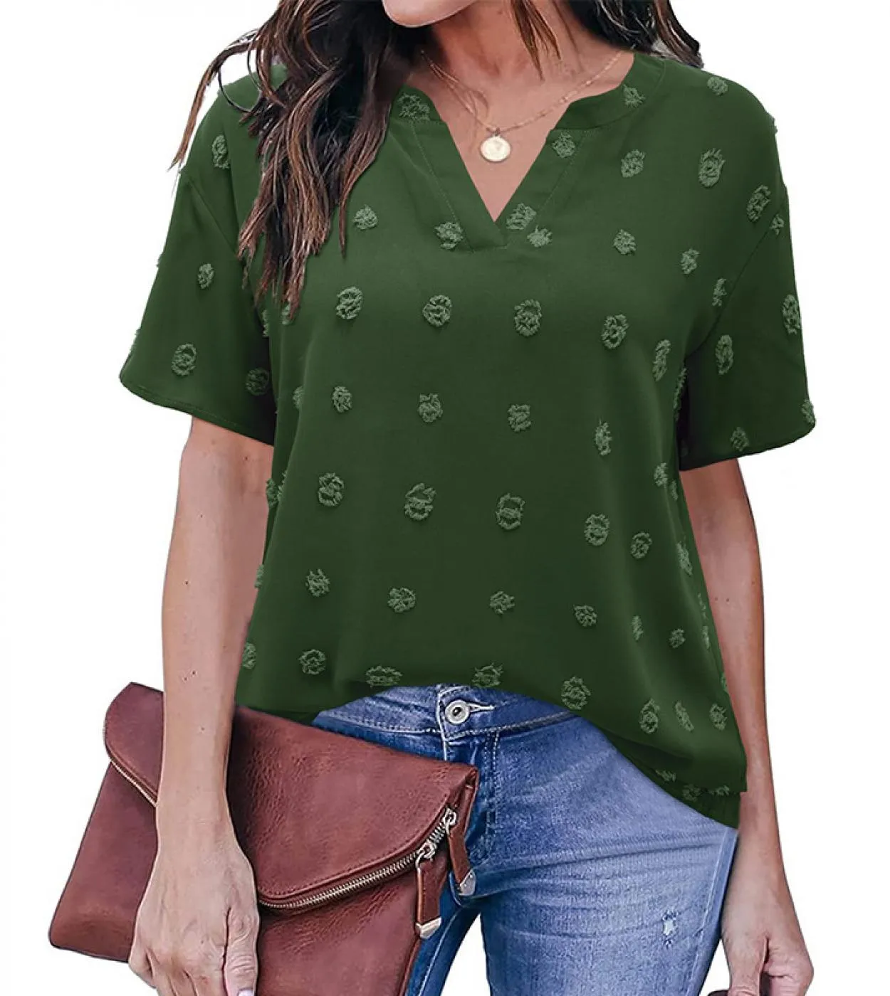 Camicetta estiva a maniche corte con scollo a V Camicetta da donna in chiffon moda Nuova donna casual da ufficio Elegante abbigl