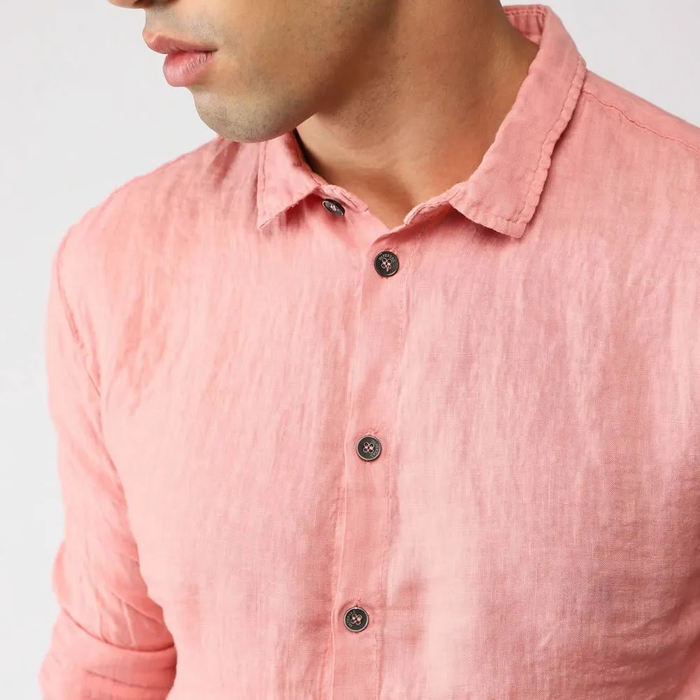 camicia tinta unita di lino c1ciflltd uomo imperial 