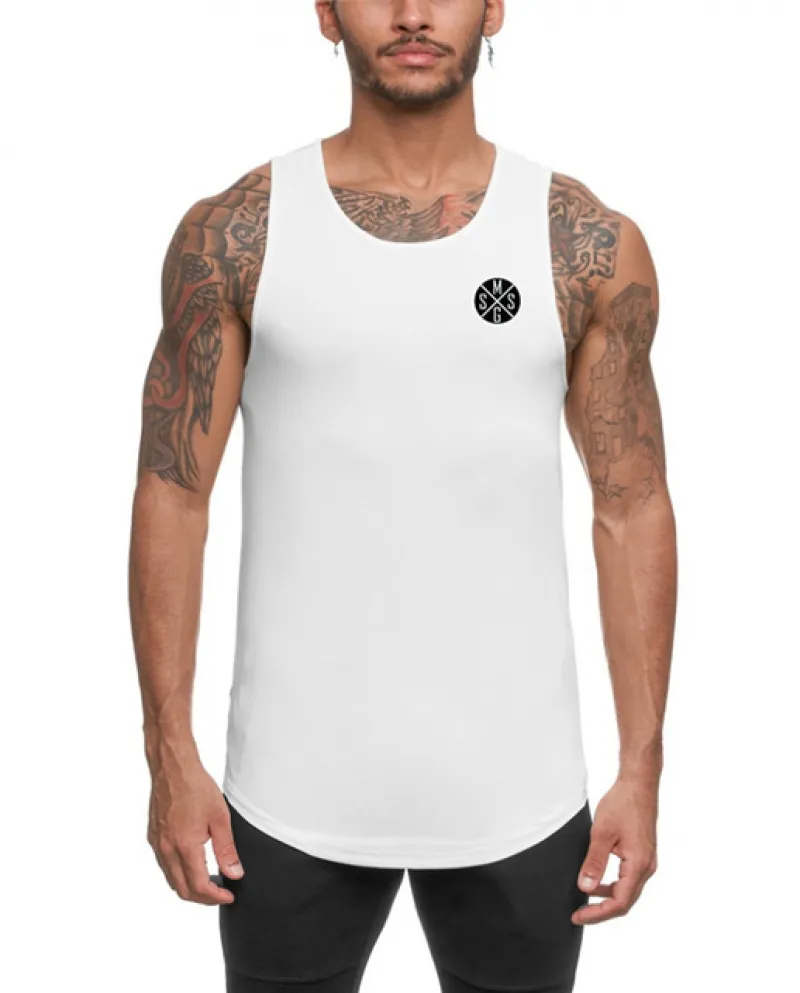 Canottiere da uomo in poliestere a rete Canotta estiva confortevole senza maniche con scollo a O Streetwear Magliette da fitness