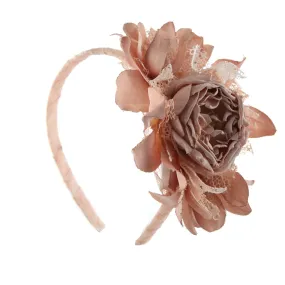 Cerchietto Rosa Antico Con Fiori E Pizzo