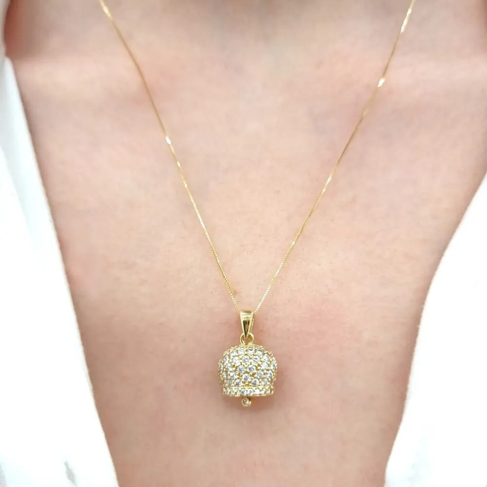 Collana Donna Campana in Oro Giallo 18kt e Zirconi