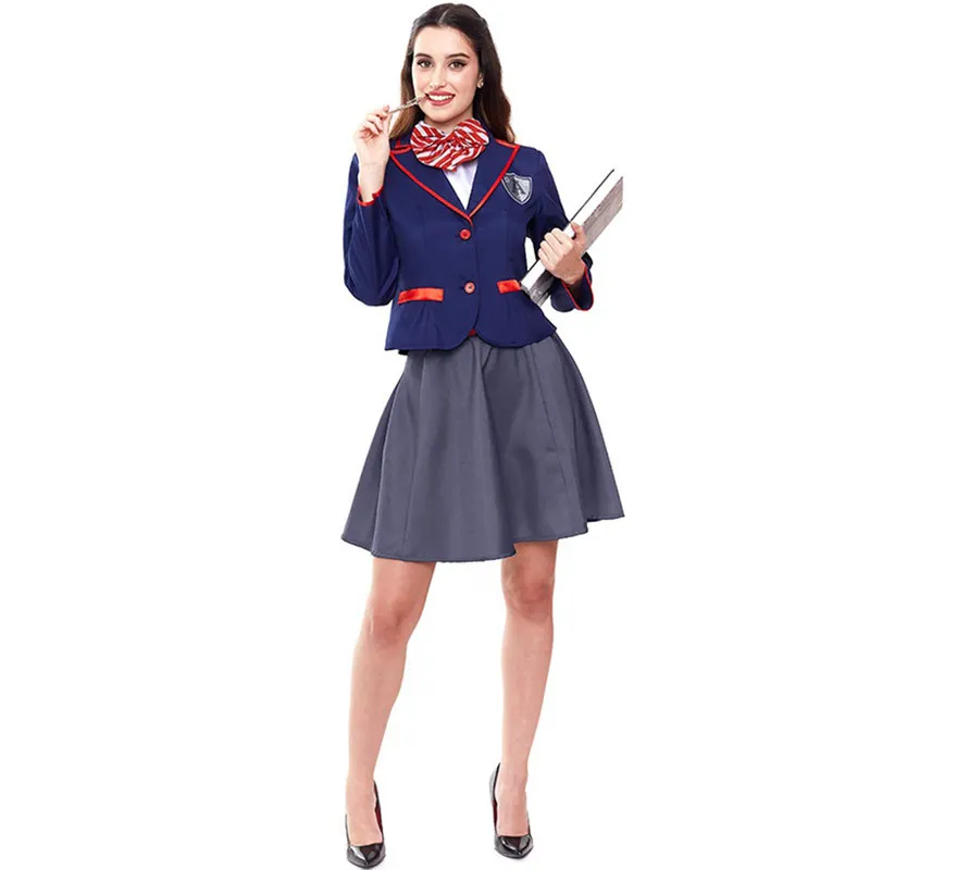 Costume da scolaretta moderna blu per donna