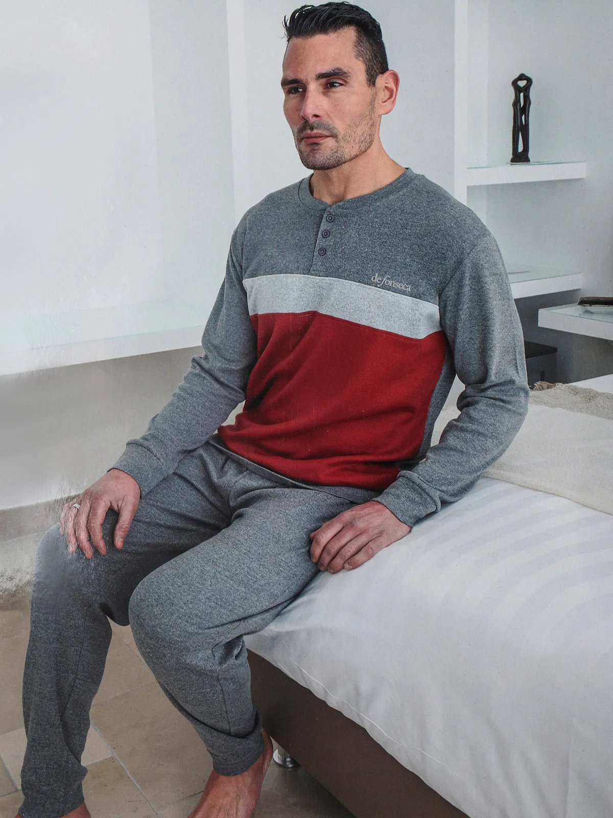 De Fonseca Pyjama long homme en coton bicolore