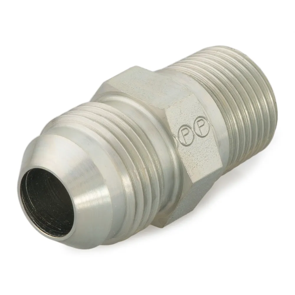 Diritto Parker, connettore A: Maschio 37° JIC Flare, B: Maschio BSPT, in Acciaio