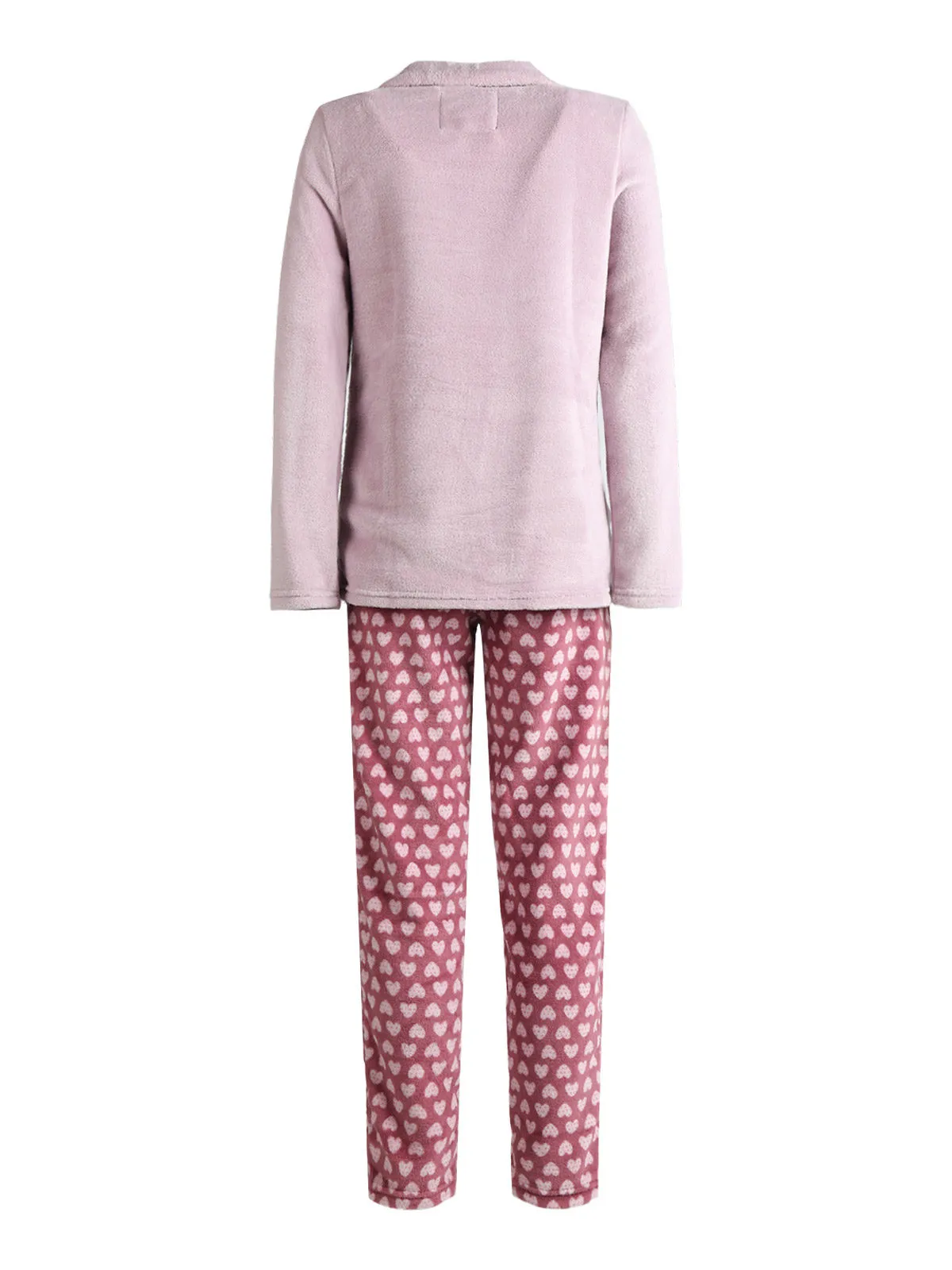 Infiore Pyjama femme hiver en polaire imprimé coeurs