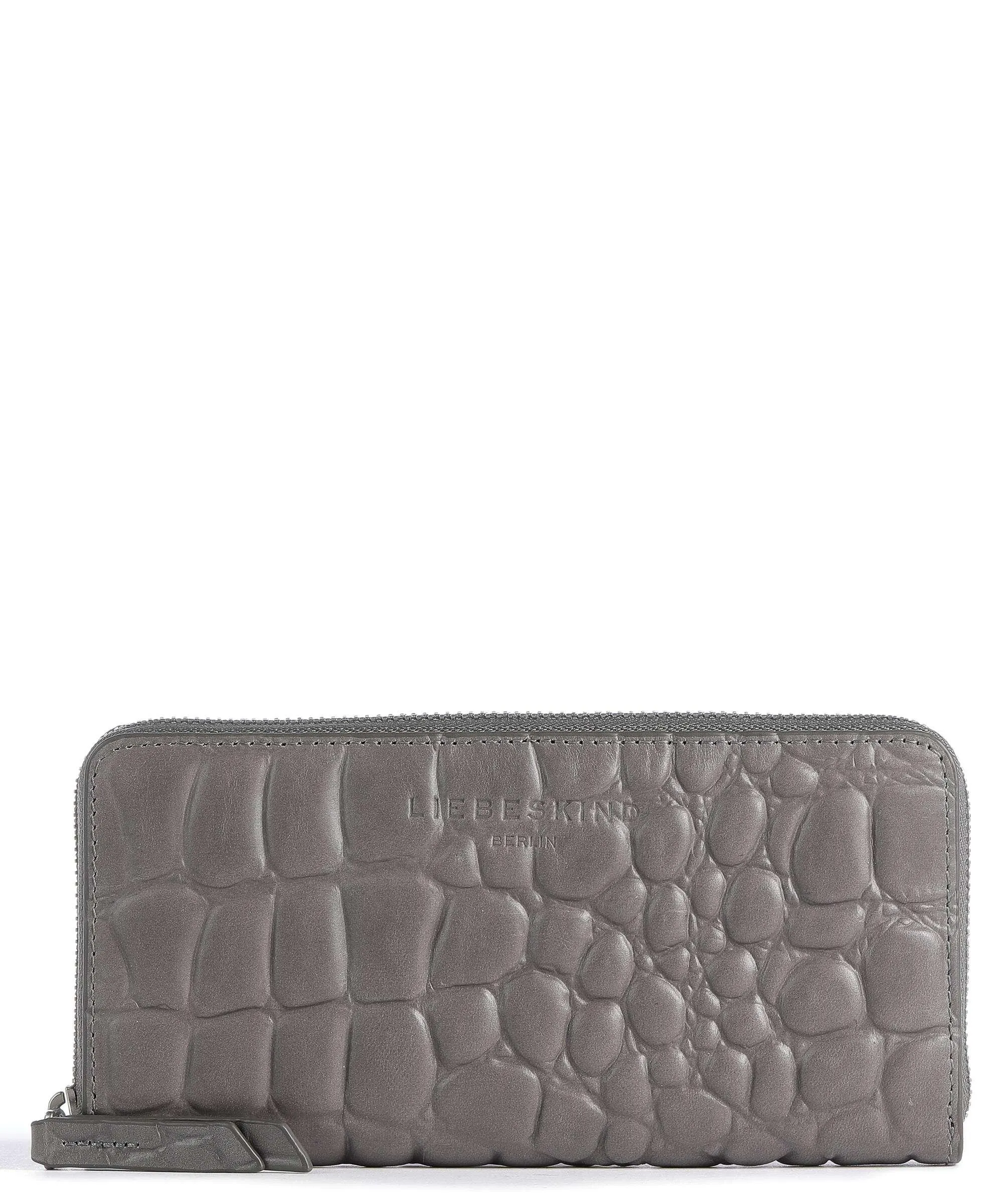  Liebeskind Gigi Waxy Croco Portafoglio pelle in rilievo grigio scuro  