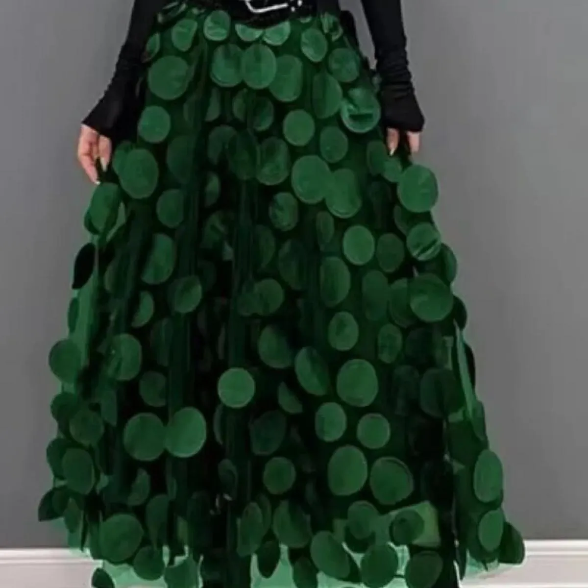 Polka Dot Women Skirt Black 2023 Spring Summer New  Fashion Trend Patchwork Mesh Skirt Streetwear Dress Black Largas