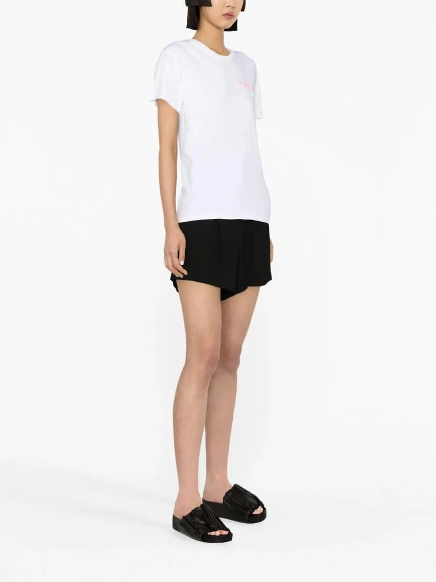 T-shirt in cotone ricamata con slogan