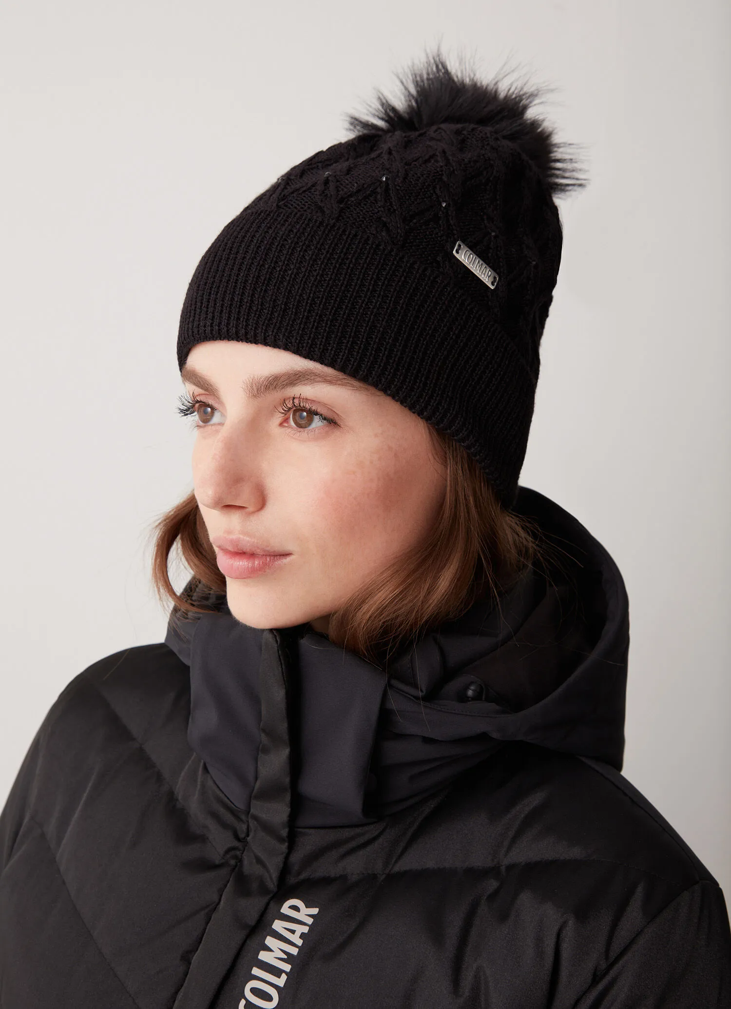 Wool-blend hat with rhinestones