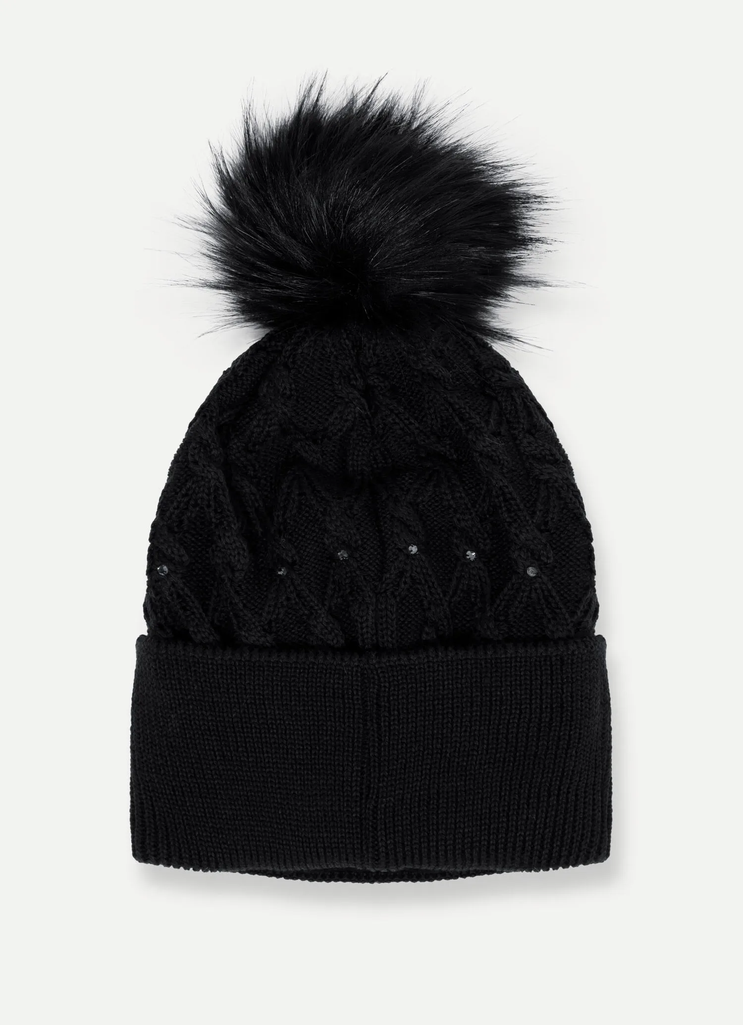 Wool-blend hat with rhinestones
